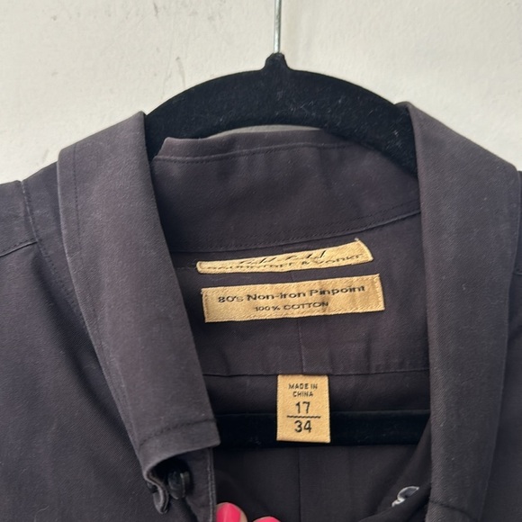 Gold Label Cotton Non-Iron Roundtree & York Black Dress Button Down Size 17/34 - Picture 2 of 6